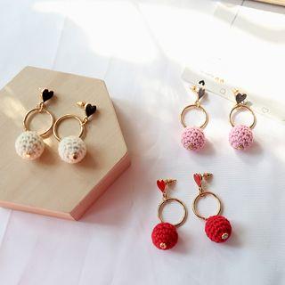 Furry Ball Heart Earring