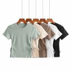 Short Sleeve Side-drawstring Crop Top