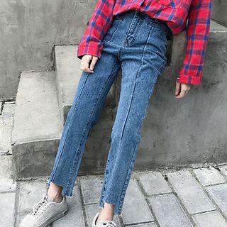 Fray Irregular Hem Jeans