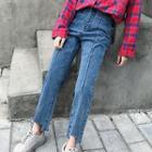 Fray Irregular Hem Jeans