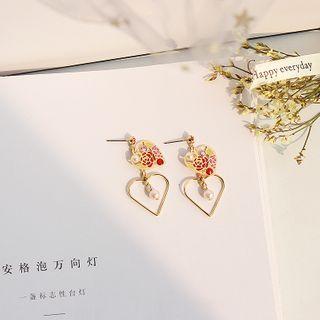 Faux Pearl Alloy Rose Earring