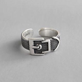 925 Sterling Silver Buckled Open Ring Silver - Size 15