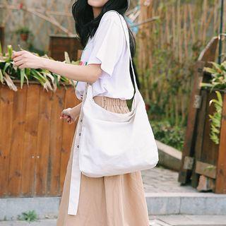 Buckled Strap Canvas Tote Bag