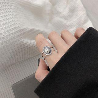 Oval Layered Open Ring Silver - One Size