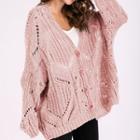 Long Sleeve Cut-out Oversized Knit Cardigan
