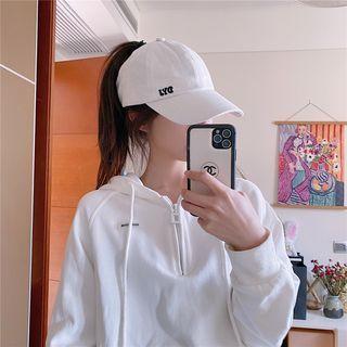 Lettering Embroidered Open Top Baseball Cap