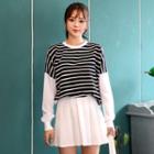Contrast-sleeve Striped Sweatshirt