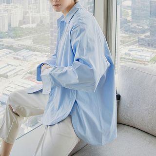 Plain Over-sized Long-sleeve Shirt