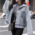 Metal Fringed Washed Denim Jacket