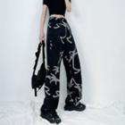 Print High-waist Wide Leg Jeans