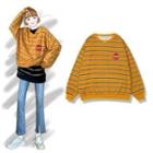 Embroider Letter Striped Long-sleeve Sweatshirt