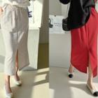 Slit-front Drawcord Long Skirt