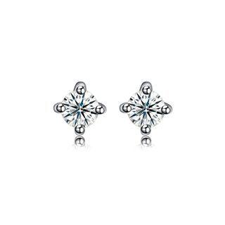 925 Sterling Silver Stud Earrings With Cubic Zircon Silver - One Size
