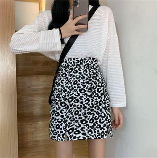 High-waist Leopard Printed A-line Skirt