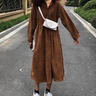 Corduroy Long Sleeve Shirt Dress