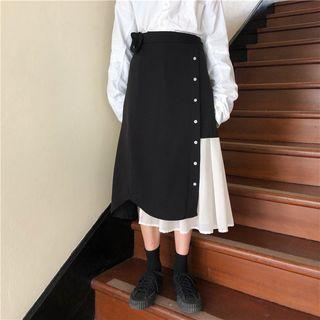 Midi Pleated Panel Skirt Black - One Size