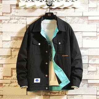 Two-tone Lettering Buttoned Jacket
