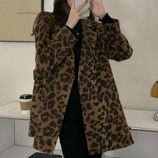 Leopard Print Blazer Brown - One Size