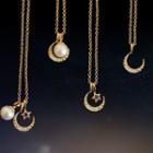 Beaded Rhinestone Moon Pendant