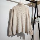 High-neck Cable-knit Loose-fit Knit Top
