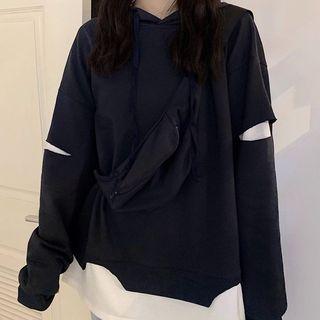 Set: Mock Two-piece Hoodie + Sling Bag