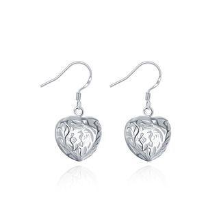 Simple Romantic Hollow Heart Earrings Silver - One Size