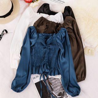 Crinkle Balloon-sleeve Blouse