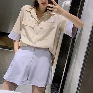 Set Of 2: Plain Short-sleeve Top + Shorts
