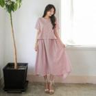 Short-sleeve Check Cotton Maxi Dress