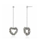 925 Sterling Silver Heart Earrings With Grey Austrian Element Crystal Silver - One Size