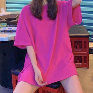 Elbow-sleeve T-shirt Rose Pink - One Size