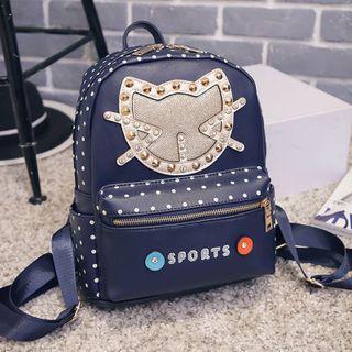 Studded Cat Polka Dot Backpack