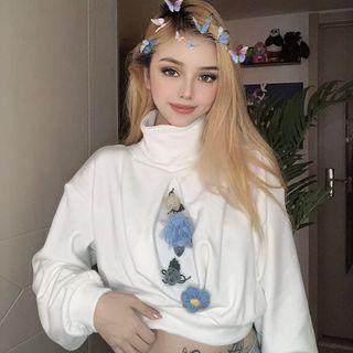 Turtleneck Floral Sweatshirt