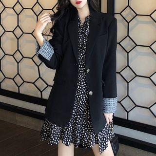Plain Blazer / Patterned A-line Dress