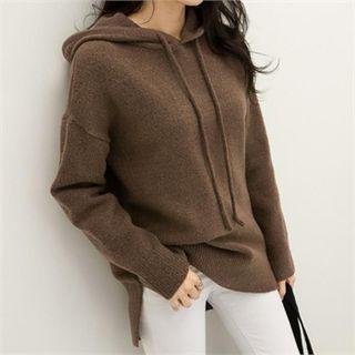 Drop-shoulder Knit Hoodie