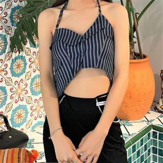 Halter Striped Asymmetrical Camisole Top