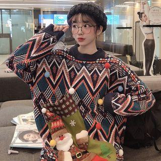 Santa Claus Accent Patterned Sweater