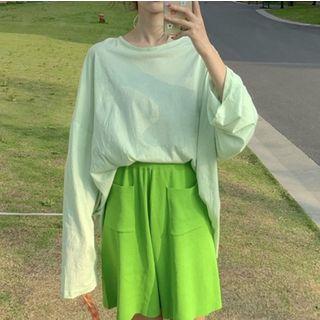 Long-sleeve T-shirt / Elastic Waist Shorts
