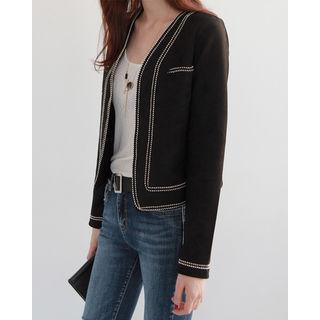 Stitch-trim Faux-suede Jacket