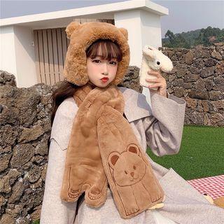 Embroidered Furry Scarf