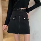 High-waist Zipped Detail A-line Skirt