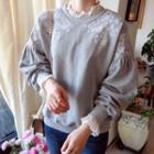 Balloon-sleeve Embroidered Pullover