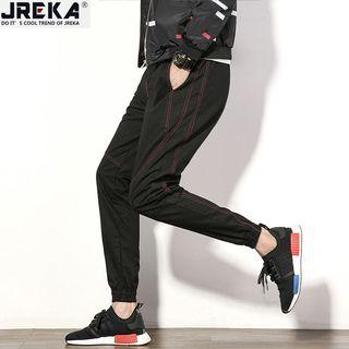 Drawstring-waist Stitched Jogger Pants