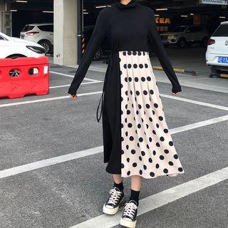 Dotted A-line Midi Skirt As Shown In Figure - One Size