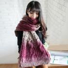 Color-block Cable-knit Scarf