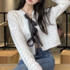 Tie-front Cardigan White - One Size