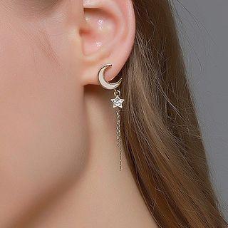 Alloy Moon & Star Dangle Earring 1 Pair - 01 - S360 - Gold - One Size