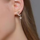 Alloy Moon & Star Dangle Earring 1 Pair - 01 - S360 - Gold - One Size