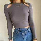 Off-shoulder Skinny Long-sleeve Cropped Top