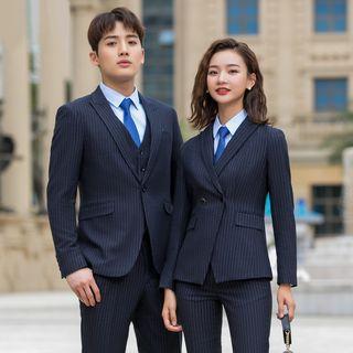 Couple Matching Pinstriped Blazer / Pencil Skirt / Dress Pants / Vest / Set
